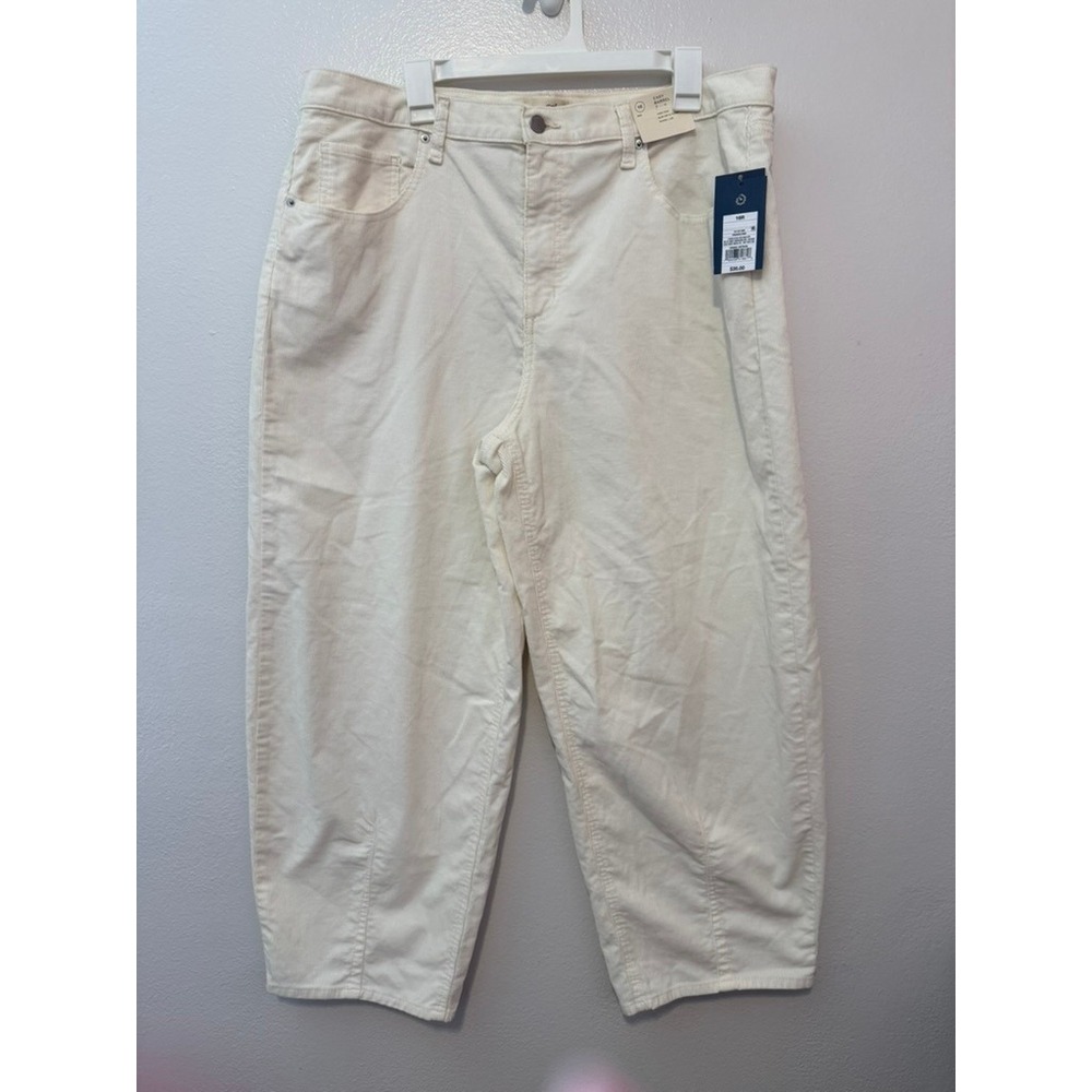 Universal Thread Womens Cream Easy Barrel Corduroy Pants High Rise 16R NWT